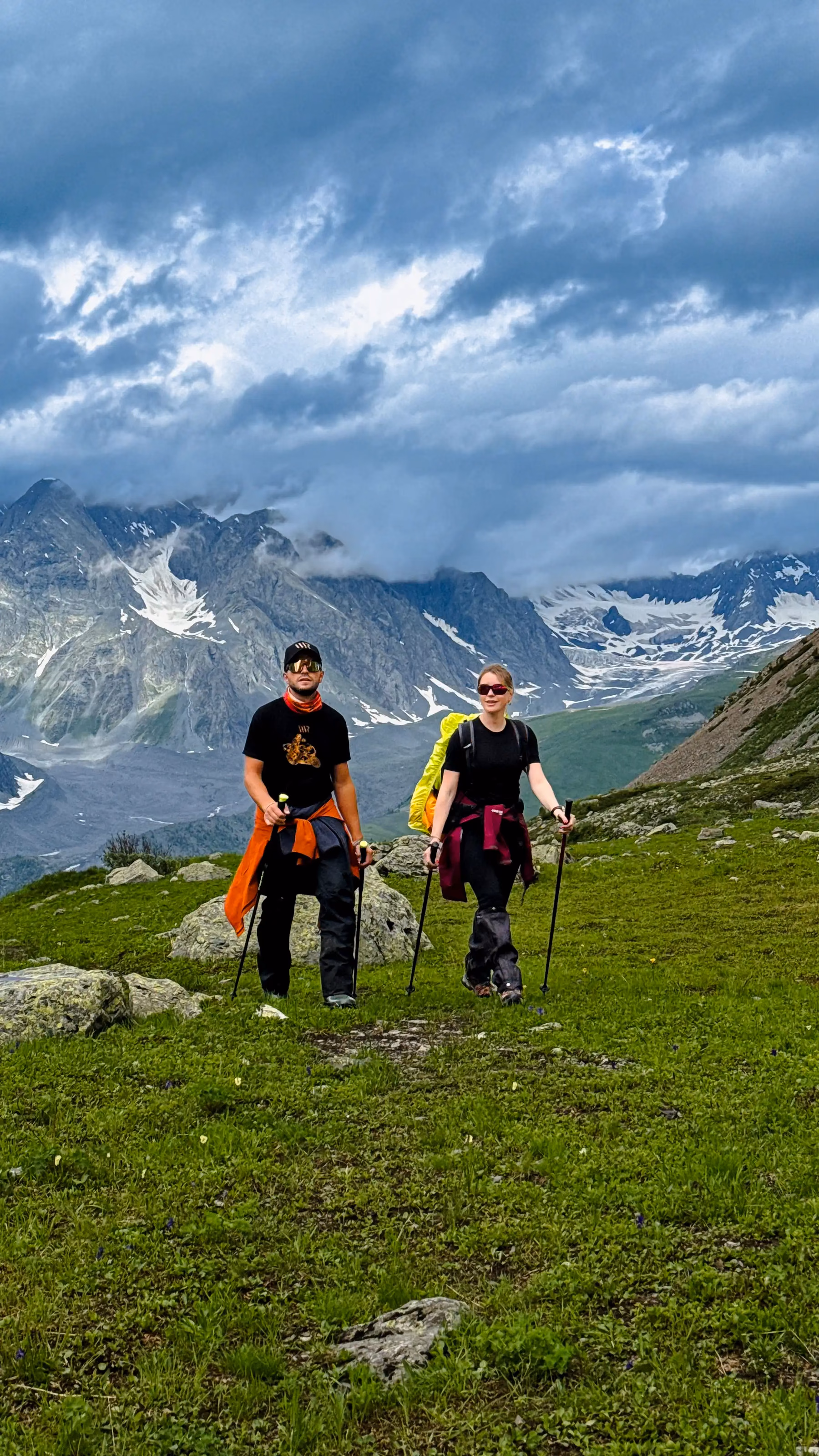 Hikers in the Altai mountains
